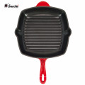 Enamel Cast Iron Square Grill Pan with Oil Mouth